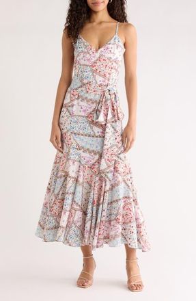 Sugarlips Minzi Floral Hagny Pleated Midi Dress in Lavender-Multi at Nordstrom, Size X-Small