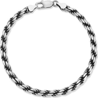 Yield of Men Mens Oxidized Sterling Silver Rope Chain Bracelet at Nordstrom Rack, Size 8.5