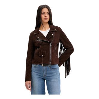Vicolo Suede Biker Jacket - Dames - Leren en Su&egrave;de Jassen - Bruin - XS - Leer - Jassen