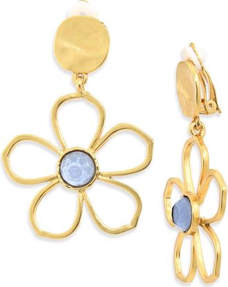 Karine Sultan Bloom Drop Clip-On Earrings in Gold/blue at Nordstrom