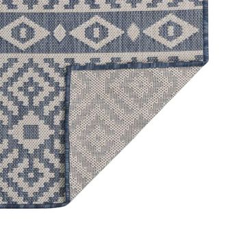 Berkfield Home Outdoor Flatweave Rug 100x200 cm Blue Stripes | Size: Medium