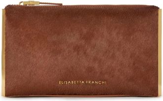 Elisabetta Franchi Cowhide Clutch Bag - Dames - Clutches - Bruin - ONE Size - Leer - Tassen