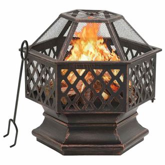 vidaXL Vidaxl - Braciere Rustico Con Attizzatoio 62x54x56 Cm Xxl In Acciaio