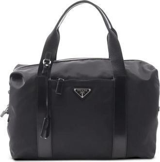 Prada 2010s Vela leather-trimmed tote bag - Black