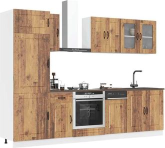 vidaXL Vidaxl - Mueble Cocina Kalmar Madera Vieja 8 Pzas Madera Contrachapada