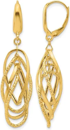 Diamond2Deal 14K Yellow Gold Textured Ovals Drop Dangle Earrings