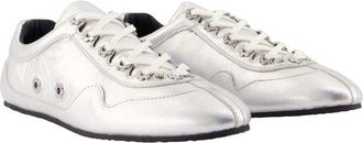 Cecilie Bahnsen Womens Cbblaise Stud Sneakers - Cecilie Bahnsen Leather Silver Calfskin Shoes