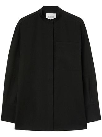 Jil Sander Camicia in gabardine - Nero