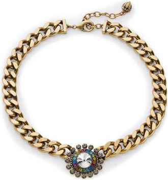 Kurt Geiger Octavia Curb Chain Collar Necklace in Brass/Multi at Nordstrom