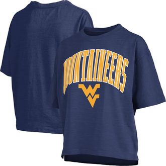 Pressbox Womens Pressbox Navy West Virginia Mountaineers Nelson Arch Over Logo Waist Length Oversized Slub T-Shirt at Nordstrom, Size X-Large