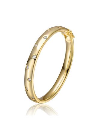 Rachel Glauber 14k Gold Plated Starry Galaxy Clear Cubic Zirconia Bangle Bracelet