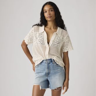 Levi's Susanna Floral Crochet Shirt - Womens - XS - White