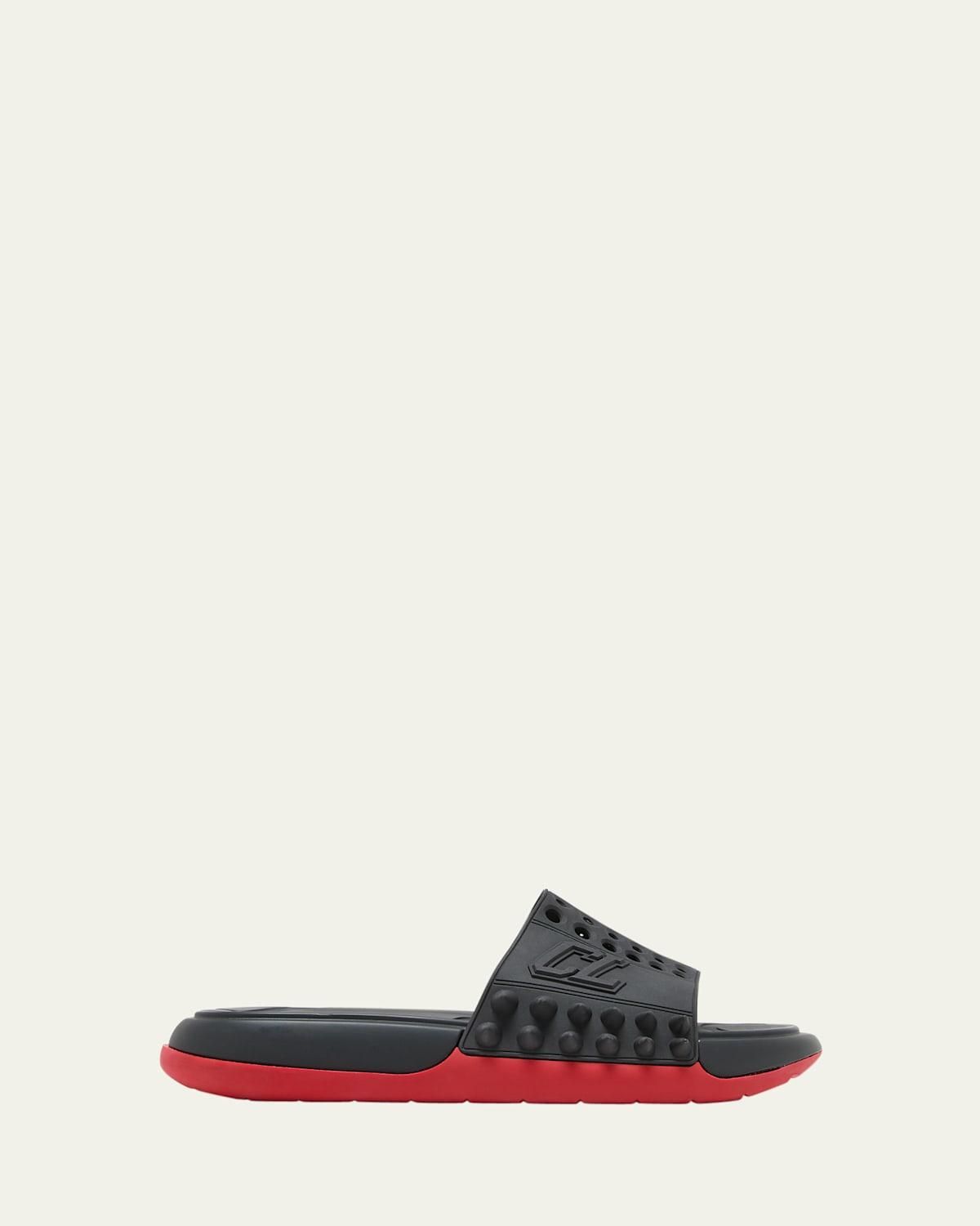 メンズ*Christian Louboutin*CLロゴ入 レザーストラップサンダル Leather logo sandals in black - Christian Louboutin | Mytheresa