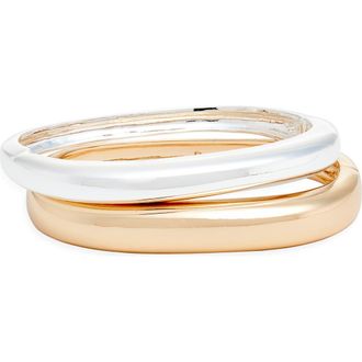 Open Edit Set of 2 Rounded Square Bangles in Gold- Silver at Nordstrom