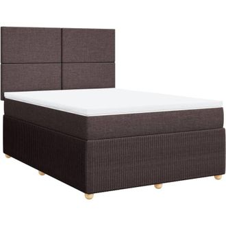 vidaXL Vidaxl - Cama Box Spring Con Colch&oacute;n Tela Marr&oacute;n Oscuro 140x200 Cm