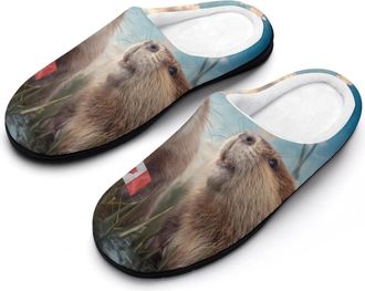 Generic Canadian Beaver Womens Slippers Winter Warm House Shoes Indoor Outdoor Hotel Slipper