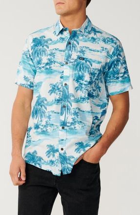 Rip Curl Dreamers Tropical Print Short Sleeve Button-Up Shirt in Glacier Blue at Nordstrom, Size Xx-Large