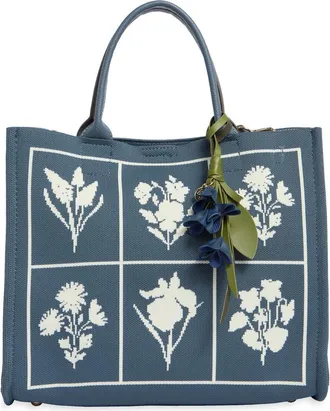 Nanette Lepore Floral Knit Square Satchel in Denim Floral Knit at Nordstrom Rack