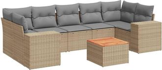 vidaXL Vidaxl - Juego De Sof&aacute;s De Jard&iacute;n Con Cojines Beige 8 Pzas Rat&aacute;n Pe