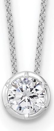 Diamond2Deal 14k White Gold 3/4 Ct Lab Grown Diamond Solitaire Slide Necklace 18 Clarity VS, Color D-E
