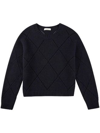 Zanone Diamond Openwork Knitted Crew Neck Sweater