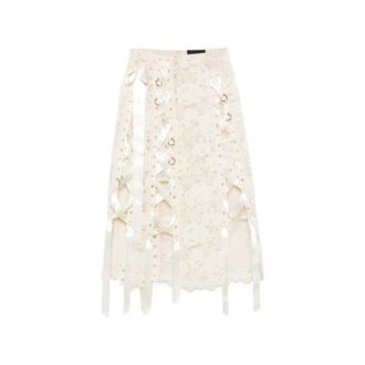 Simone Rocha Lace-up Floral-lace Midi Skirt