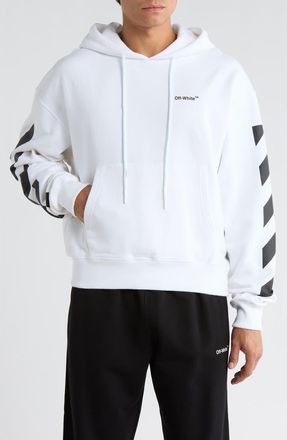 Off-white Diagonal Helvetica Graphic Hoodie in White And Black at Nordstrom Rack, Size Xx-Small
