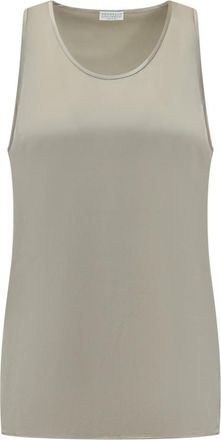 Brunello Cucinelli Grey Solid Scoop Neck Top