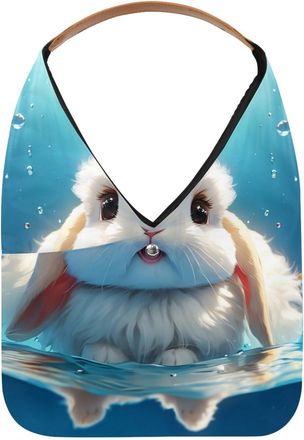 Generic Lovely Rabbit Swims Underwater Reusable Lightweight Grocery Bags - Foldable Into Compact Pouch, Washable & Sturdy, Multipurpose for Shopping and Trave