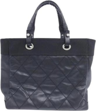 Chanel Pre-owned Tote Bags, male, Black, Size: ONE SIZE Pre-owned Paris-Biarritz Canvas Tote Bag