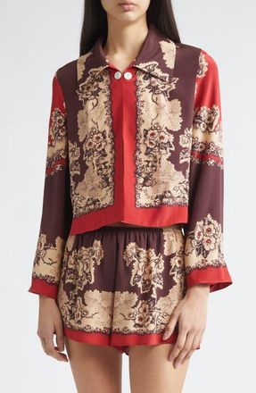 Bode Storybook Silk Jacket in Red Black at Nordstrom, Size X-Large