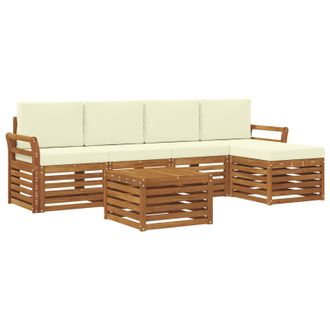 vidaXL Conjunto De Sof&aacute;s De Exterior Con Coj&iacute;n 6 Pcs Natural Y Crema Vidaxl