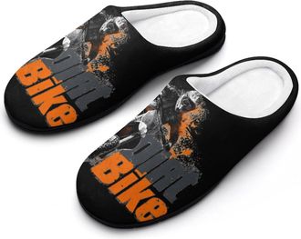 Generic Dirt Bike Mountain Motorcycle Mens Warm Slippers Non-Slip Sole Winter Rubber Cotton Shoes for Bedroom