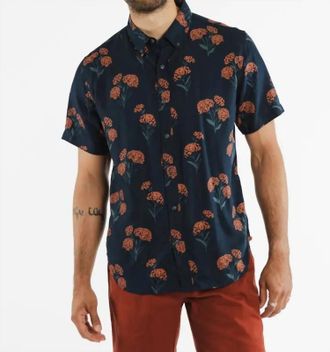 Bridge & Burn Mens Modal Button Down Grant Slim Shirt In Navy Floral