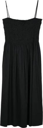 Semicouture Black Gathered Cotton-Blend Long Dress