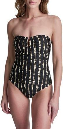 DKNY Shirred Bandeau One-Piece Swimsuit in Tie Dye at Nordstrom Rack, Size Xx-Large