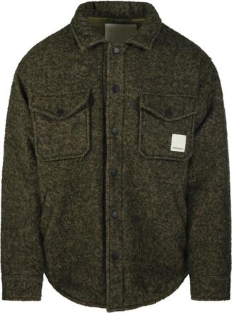 Emporio Armani New York Capsule Collection Boucl&eacute; Blouson van wolmix - Heren - Zomerjassen - Groen - S - Wol - Jassen