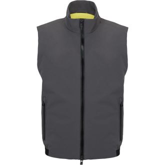 HUGO BOSS Mens Solid Patterned Regular Fit Vest in Medium Grey - Size Large
