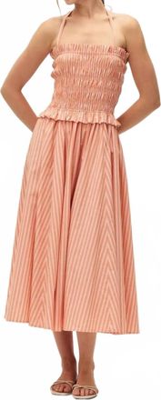 Elodie Paloma Halter Neck Dress In Orange Stripe