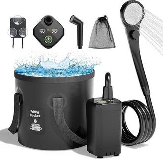 OEM Ducha El&eacute;ctrica Para Camping, Recargable, Con Pantalla Led Inteligente, Ipx7, Ducha Para Exteriores, Ducha Para Camping Al Aire Libre, Negra