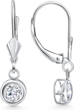 Pompeii3 1Ct Diamond Lab Grown Dangle Lever Back Hoop Earrings 14k White Gold