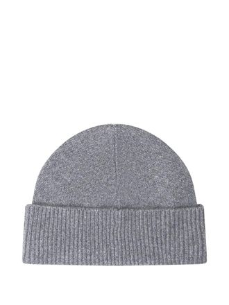 BOSS logo-plaque ribbed beanie hat - Grey