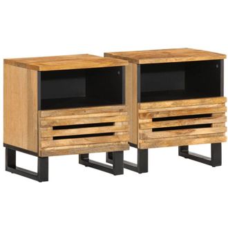 vidaXL Comodini 2pz 40x34x46 cm in Legno Massello di Mango - Vidaxl