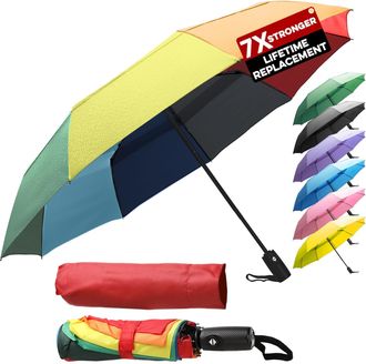 Zeno Travel Umbrella Compact - Small Umbrella for Backpack & Purse, Portable Automatic Umbrellas for Rain, Windproof, Reinforced Fiberglass Ribs, Water-Rep