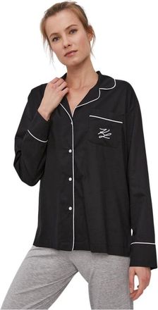 Karl Lagerfeld Nachtkleding, Dames, Zwart, S, Katoen, Pyjama Shirt