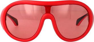 Moncler Accessoires, unisex, Rood, ONE Size, Stijlvolle zonnebril met Cloche-ontwerp