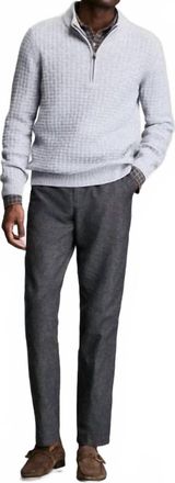 Billy Reid Basketweave Half Zip Sweater Top In Silver Melange