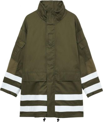 Comme Des Garçons stripe-trim parka coat - men - Cotton - L - Green