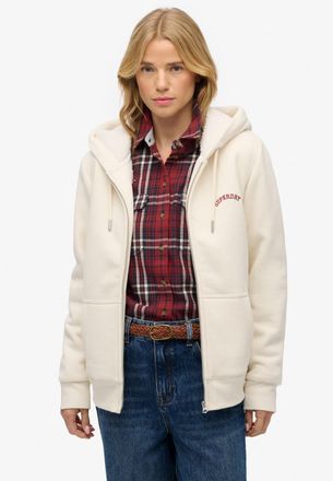 Superdry Kapuzensweatjacke SUPERDRY BORG LINED ZIPHOOD, Damen, Gr. XL, beige (desert bone sanftes wei&szlig;), Sweatware, Obermaterial: 80% Baumwolle, 20% Polyester,