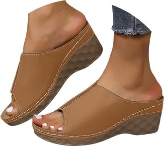 Generic Low Wedge Sandals for Women Summer Dressy 2026 Comfortable Arch Support Flat Platform Orthopedic Slides Sandals Open Toe Slip On Beach Flip Flops Wide